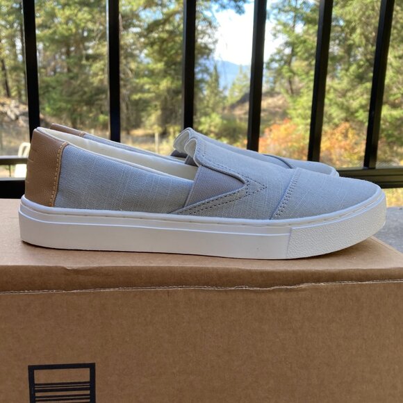 TOMS Devon Flat Sneaker | Women's Slip On Shoe | US 7 | Grey Canvas + Leather - Picture 3 of 7